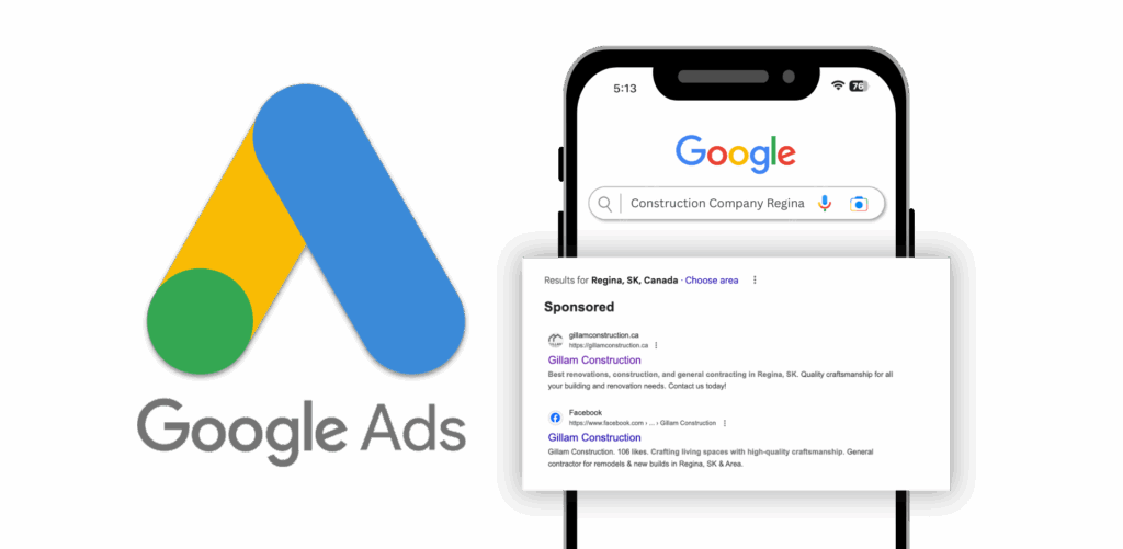 Google search ads example showing sponsored results on mobile SERP for PPC advertising and lead generation