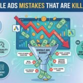 Google Ads mistakes causing declining ROI funnel visualization by Dev Techno Soft